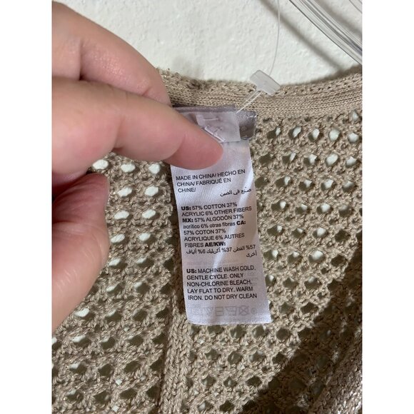 Chicos Metallic Open Knit Sweater Women's Size Small (Chicos 0) Gold Winter I10 - Picture 7 of 7